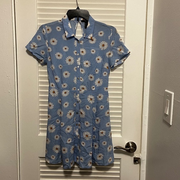 Blue Summer Mini Dress with Daisy Print - Picture 3 of 5